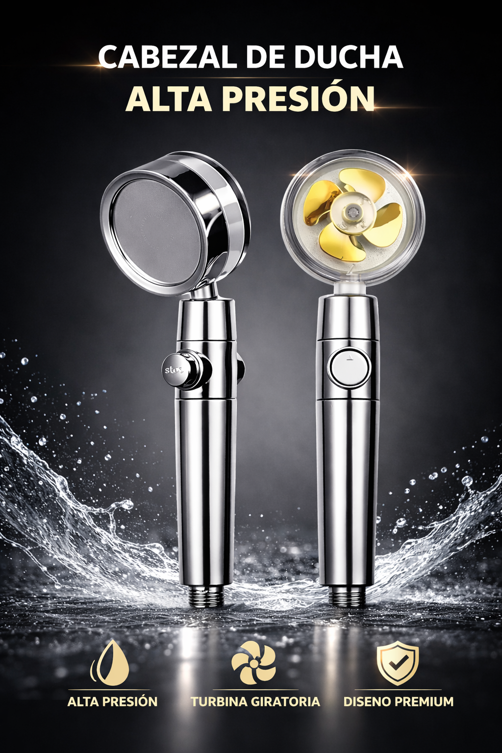 Cabezal de ducha presurizado 360